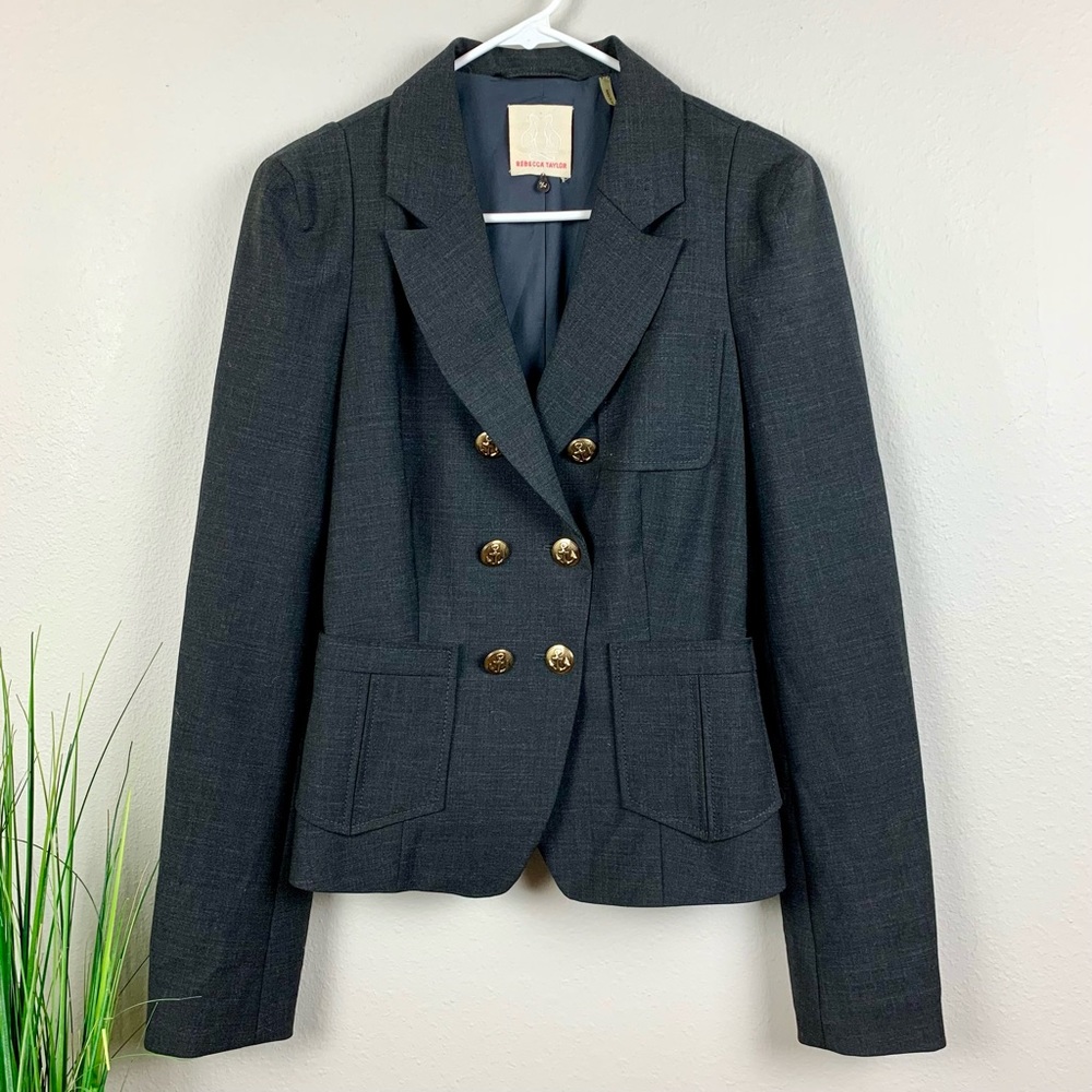 NWOT Rebecca Taylor Gray Nautical Blazer Jacket